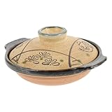 ULTECHNOVO Cazuela de Cerámica Japonesa Resistente al Calor para Estofados y Arroz Braise Olla de Cocina con Calentamiento Uniforme y Mango Ergonómico Utensilio de Cocina para Guisos y Sopas