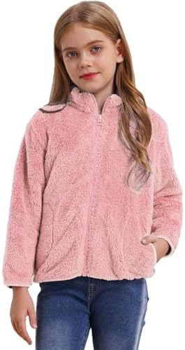 Fleecejacke Kinder Unisex - Flauschige Teddyjacke Mit Stehkragen, Winddicht & Warm