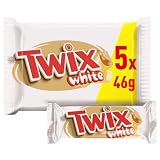 Twix White, Chocolatina con Galleta Crujiente y Caramelo Recubiertos de Chocolate Blanco, Barrita Doble, Multipack, 5 x 46 g