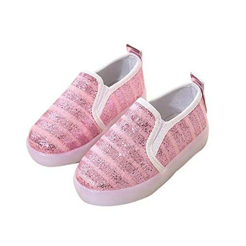 Toddler Light Up Shoes Kids Slip On Canvas Sneakers Walking Shoes Dress Glitter Sequins Shoes for Girls Loafers4