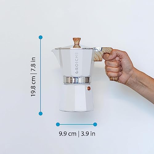 Image of GROSCHE Milano Moka Stovetop Espresso Coffee Maker (6 Cup /9.3 oz, White)