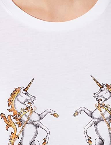 FIND Unicorn, T-shirt Donna, Bianco (White)
