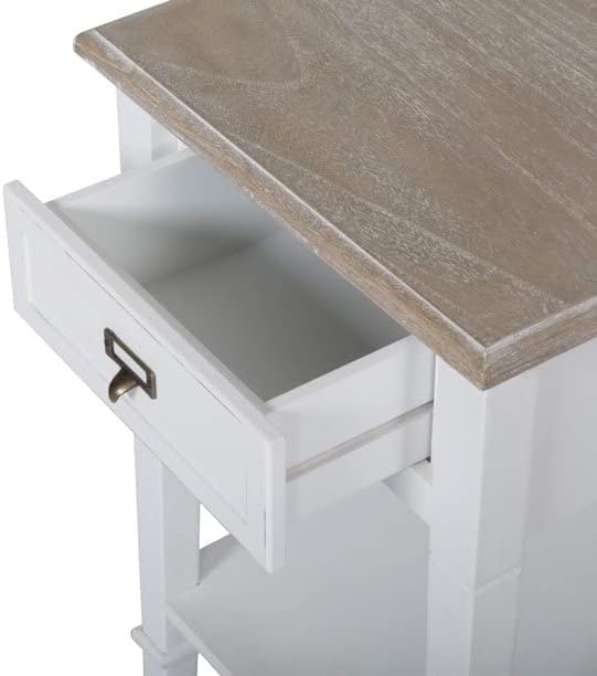 Miniatura 8 de Mesas auxiliares de madera blanca mesa auxiliar con cajón de almacenamiento para sala de estar y dormitorio solo uno