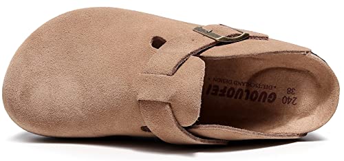 Rbpwu Clogs For Women And Men,Womens Suede Clogs-Mules Womens/Mens House Slipers With Arch Support Brown thumb #2