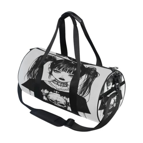 Bolsa de gimnasio ligera con bolsillo interior y amplio formato cilíndrico