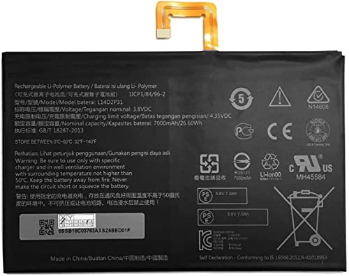 L14D2P31 3.8V 7000mAh/26.6Wh; Laptop Battery Compatible for Lenovo TAB2 A10-70F A10-70L TB2-X30 TB2-X30M