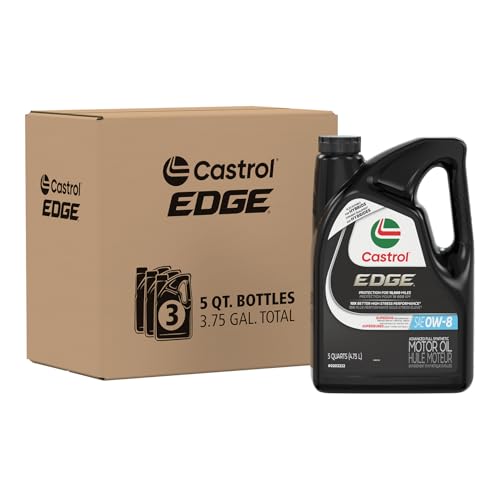 Castrol EDGE 0W-8 Advanced Full Synthetic Motor Oil 5 Quarts Pack of 3