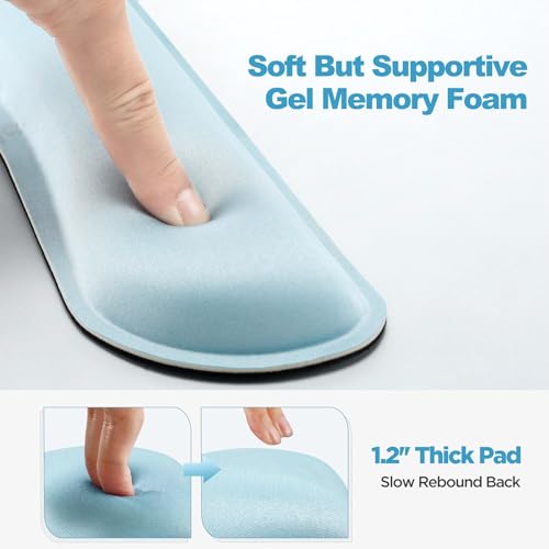 Image of Gimars Upgrade Enlarge Gel Memory Foam Set Keyboard Wrist Rest Pad, Mouse Wrist Cushion Support for Office, Computer, Laptop, Mac, Comfortable, Lightweight for Easy Typing Pain Relief,Sky Blue