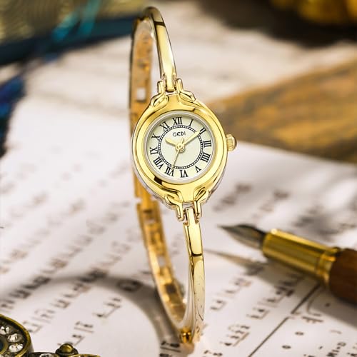 Elegant Vintage Bangle-Style Women's Watch with Slim Dial and Waterproof Gold Strap - Image 4