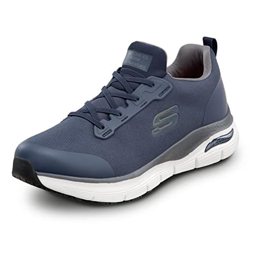 Skechers Arch Fit Work Jake, Men's, Navy, Soft Toe, Slip Resistant, Low Athletic Slip On Work Shoe (10.0 M)