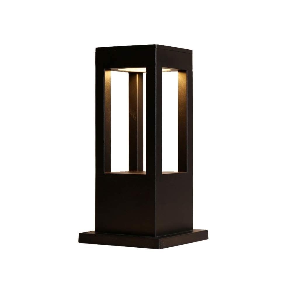 Moderne zylindrische Laterne Schwarz Druckguss Aluminium Scheinwerfer Rostschutz Fackel Lichter Rasen Zaun Gartendekoration Außenmast Säule Laterne Licht Blick auf p