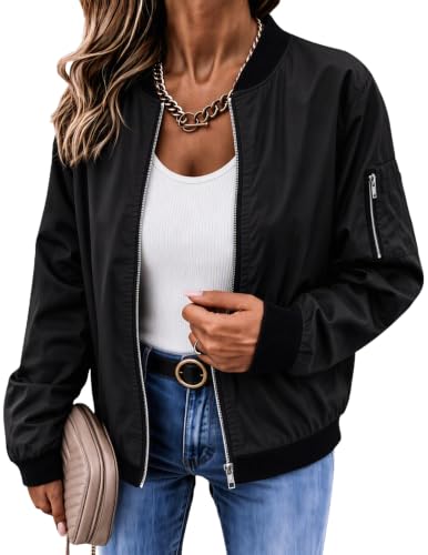 Zeagoo Womens Classic Quilted Jacket Short Bomber Jacket Coat, Black, Medium