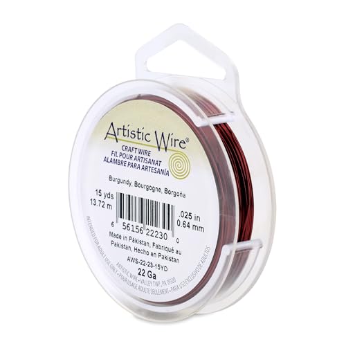 Image of Artistic Wire, 22 Gauge Tarnish Resistant Colored Copper Craft Wire, Burgandy, 15 yd
