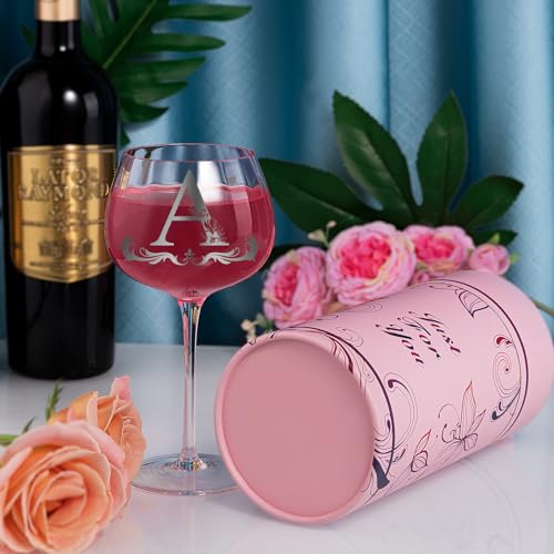 Personalized Monogram Gifts for Women - Customized Initial A-Z Wine Glass, Unique Christmas Birthday Gifts for Her, Mom, Wife, Sister, Daughter, Friend (Letter A) #2