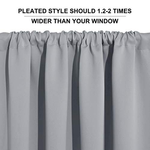 RYB HOME Blackout Curtains for Kitchen, Over Sink Privacy Curtains Window Decor, Thermal Insulating Drapes for Bathroom Cafe Bedroom Small Window, W 42 x L 24 inch, Silver Grey, 2 Panels