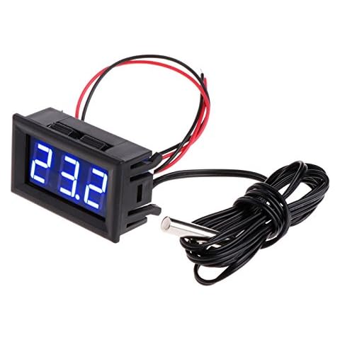 Lamdoo -50~110 ° c DC 12 v Digital LED Thermometer Auto Temperaturanzeige Panel Meter (Blau) Cover