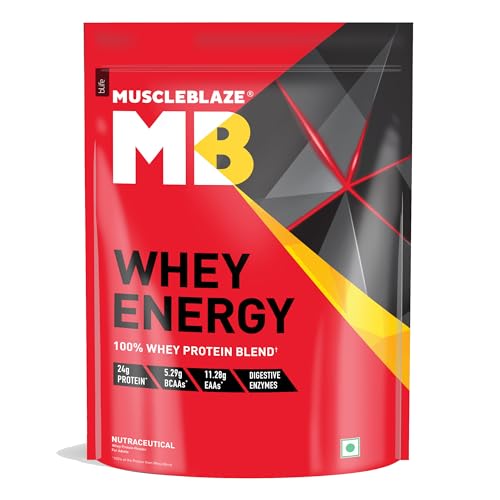 Image of MuscleBlaze Whey Energy (Cold Coffee, 2kg / 4.4lbs) | 24g Protein, 100% Whey Protein Blend, Added Digestive Enzymes