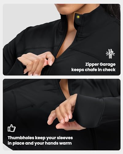 gym rainbow womens zip up workout jakcets lightweight slim fit running athletic jackets with thumb holes