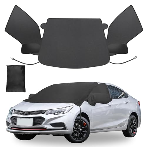 Image of Windshield Cover for Ice and Snow with Side Window and Rearview Mirror Covers,Compatible with Chevrolet /Chevy 600D Oxford Fabric Waterproof Frost Guard Protection Cover for Cruze 2015-2019