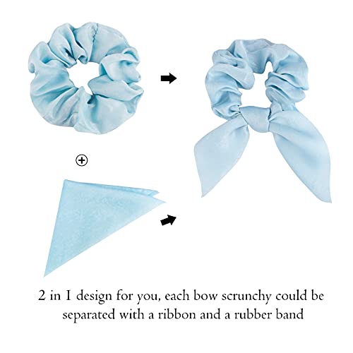 Aco-Uint 20 Pack Satin Scrunchies For Thick Hair, Hair Ties With Bow For Women'S Hair, Bunny Ear Scrunchies thumb #2