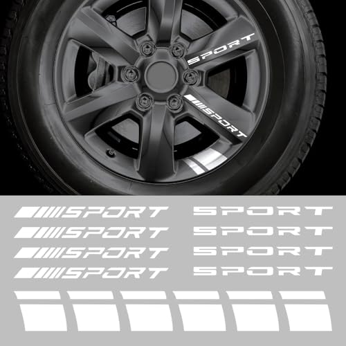 Image of 14 PCS Wheel Rim Decal Stripe Car Decal Reflective Car Decal, Car Wheel Decal for 18-21 Inch Wheels,Available on Most Models,Accessory for Rims Car(White