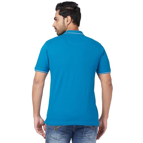 Image of Raymond Men's Modern Fit Solid Pattern Pure Cotton Half Sleeve Polo Neck Casual T-Shirt
