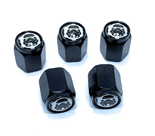Imperial Stormtrooper - Death Star BB8 Millennium Falcon Tire Valve Stem Caps (5 Pack) Dust Proof with O Rubber Seal Outdoor All-Weather Leak-Proof Air Protection Universal Stem Covers for Cars SUV´s