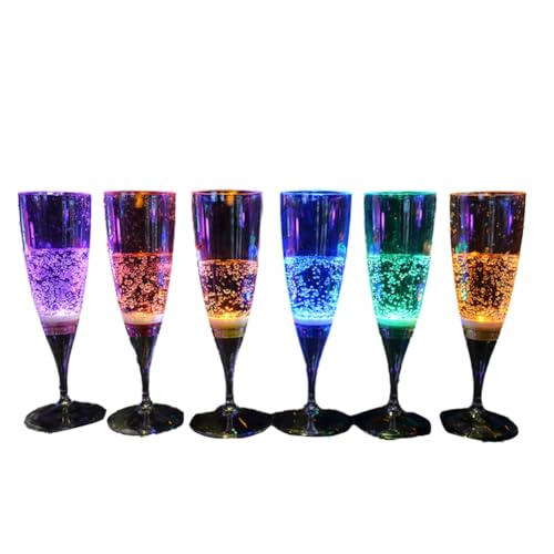 Hipzeepo Vaso Luminoso para Bar KTV, 6 Unidades, para Cóctel, de Plástico Apto para Uso Alimentario, con Luz LED y Batería.