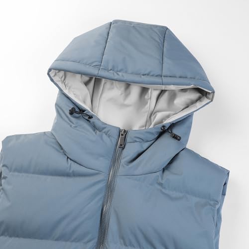 Men's Loose Fit Zipper Winter Tops Hooded Puffer Vest Coat3
