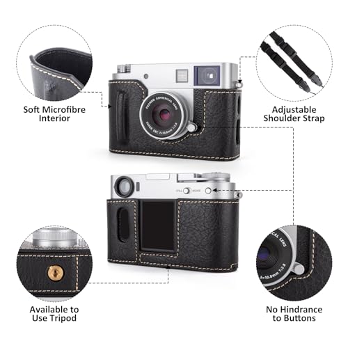 Funda para cámara Rieibi x-half en cuero PU negro miniatura 4