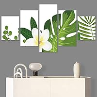 SIGNWIN 5 Panel Canvas Wall Art Modern Art Decorative Elements Fun Illustrations Leaves Multicolor Patterns for Home Decorations Ready to Hang - 60