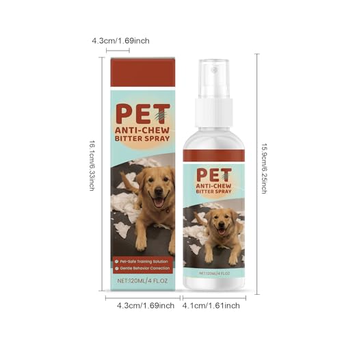 Fernhaltespray Hunde Knabberstopp für Hund Bitter Spray, 120ml Bitterspray Hundeabwehrspray Hundeschreck Fernhaltespray für Hunde Anti Kau und Lecken Spray für Möbel Kleidung Schuhen (1)