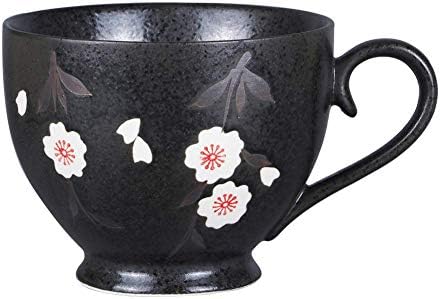 Asmwo Large Black Soup Bowl Mug Unique Elegant Japanese Ceramic Coffee Mugs Tea Cup for Women 14 oz