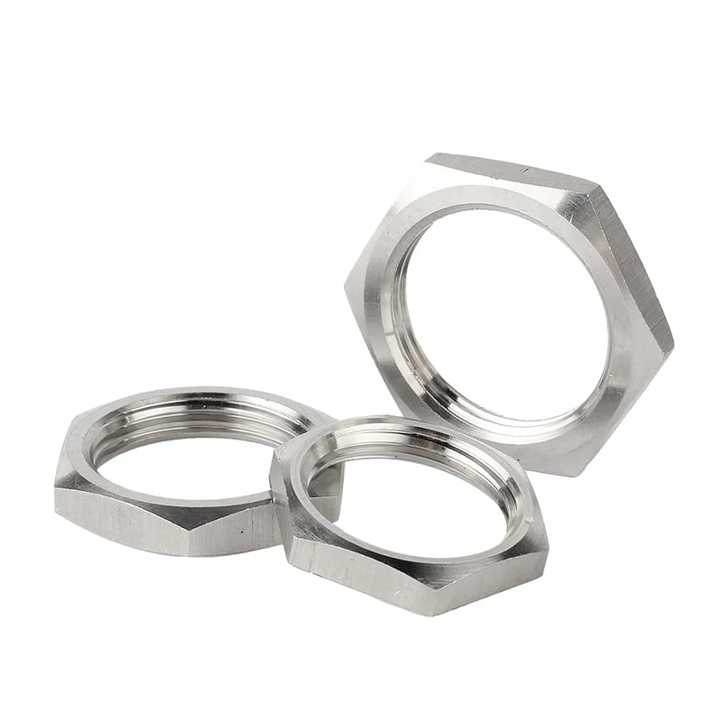 Set of 5 304 Stainless Steel Security Hex Nuts (M8, M10, M12, M14- M40) for secure metric pipe connections.(M18x1x22x4)