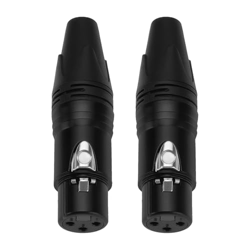 Image of The Lord of the Tools 2Pcs Female 3 Pins XLR Connector Plug 3 Pins In Line XLR Connectors for Microphone Mic Cable Plug Connector Audio Speaker Socket Black