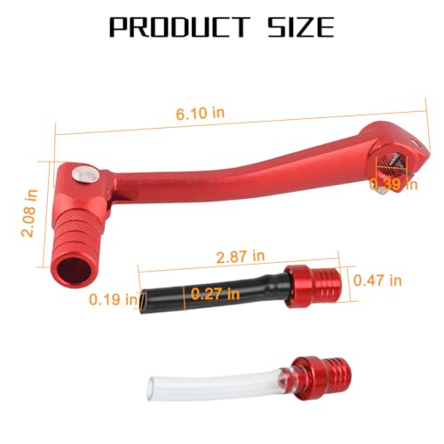 Image of Motorcycle Folding Gear Shifter Shift Lever, Foldable Motorbike Pedal Shifter Replacement Accessories with Tank Cap Vent Hose Tube, Fit for 50cc 70cc 90cc 110cc Pit Dirt Bike Parts (Red)