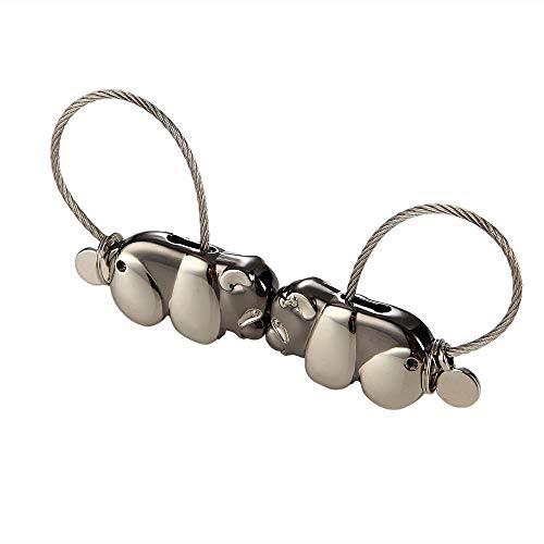 Preisvergleich Produktbild Cojoy 1 Paar Bär küssen Schlüsselanhänger, Glänzender schwarzer Liebhaber Schlüsselanhänger mit magnetischem Mund, Zink-Legierung Anhänger Geschenk für Hochzeit, Geburtstag, Weihnachten