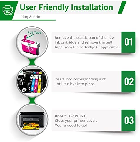 GREENSKY 603xl Ink Cartridges Multipack Compatible for Epson 603 603XL for Epson Expression Home XP2100 XP2105 XP3100 XP3105 XP4100 XP4105 Workforce WF2830 WF2840 WF2835 WF2845 WF2850(4 Packs)