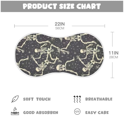 Cartoon Spooky Skeleton Muslin Baby Burp Cloths - Super Absorbent and Soft Burping Rags - Cotton Burp Clothes Set for Boys and Girls, 4 Pack2