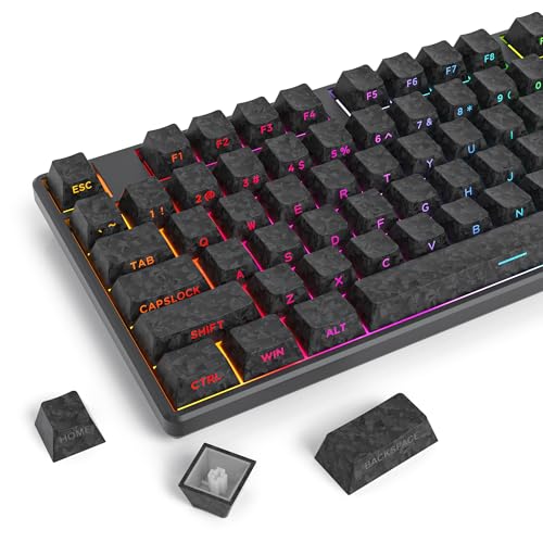 SOLIDEE Set di Keycaps Neri PBT Double Shot,Texture Carbon Forged,Profilo Cherry,141 Tasti ANSI/ISO,Keycaps Shine Through,con Switch MX,Keycaps per Tastiera Meccanica Retroilluminata(Black)