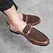 RYNKOMA Men'S Leather Splicing Low Chunky Heel Clog Mules sandals With Adjustable Buckle fashion Velvet Comfortable Slip-On Flat slingback Half Dress Loafers Non-Slip Driving Business Smoking slippers (Brown,10,10)
