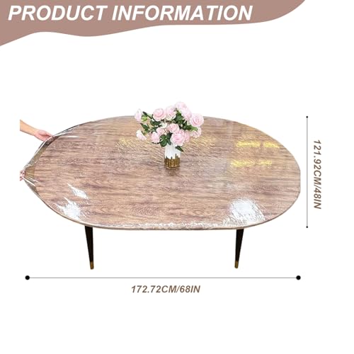 Nappe ajustée ovale transparente pour table de jardin et repas extérieurs