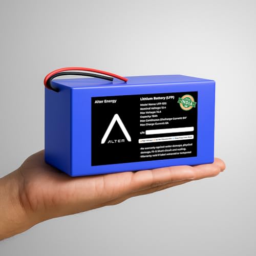Image of Alter Energy 12V 12Ah LiFePO4 Battery | 12-Year Life | Deep Cycle Lithium Battery for Sprayer Pump, Solar, Inverter, UPS, E-Toys | 2500+ Cycles | Built-in BMS (LFP-1212-S, 1, Count)