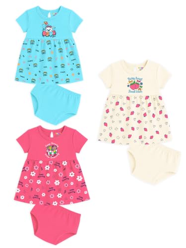 Image of Kuchipoo Baby Girls 100% Cotton Frock and Panty Set - Pack of 3