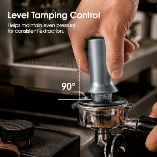 Image of Street27 51MM Coffee Tamper with Calibrated Spring Loaded Handle | Stainless Steel Espresso Tamper Flat Base for Espresso Machine Portafilter Coffee Accessories (Grey)