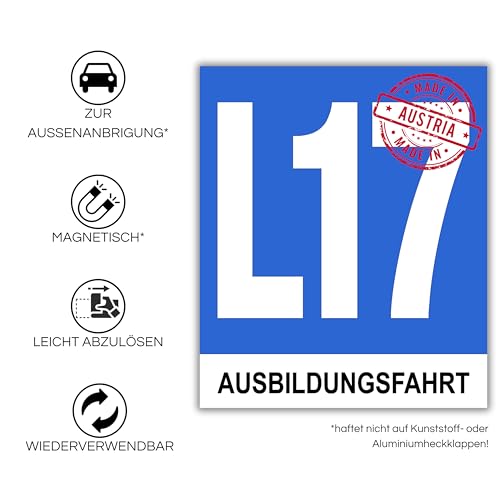 L17 Tafel, L17 Taferl Ausbildungsfahrt magnetisch | zur Außenanbringung Blau