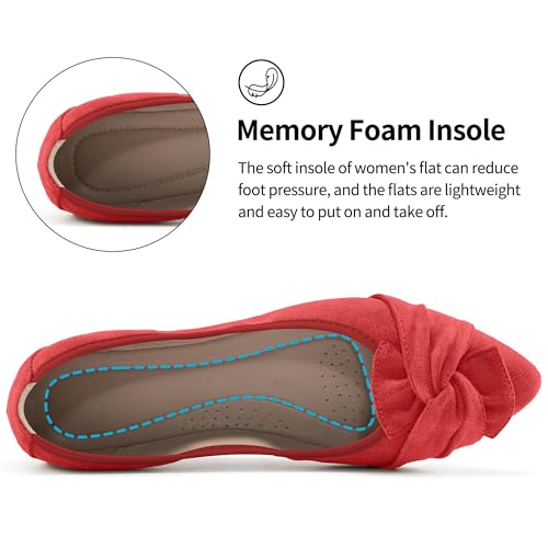Image of Aomigoct Comfortable Dressy Flats for Women: Cushioned Insole & Lightweight for All-Day Office Comfort - Slip On & Foldable for Working Professional with Bow