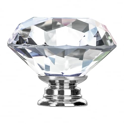 FURNIWARE 12 pièces boutons de tiroir en cristal, verre en cristal taillé en diamant de 42 mm avec vis de 3 longueurs différentes, boutons de tiroir...