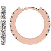 Central Diamond Center Round Huggie Hoop Earrings Pure Brilliance Zirconia in Solid 925 Sterling Silver For Women, Men, Teens