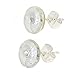 Glass Of Venice Murano Glass Button Stud Earrings - Silver White